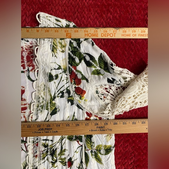 Papillon Cream Floral and Lace Duster Open Front Women’s size S/M - Picture 5 of 16